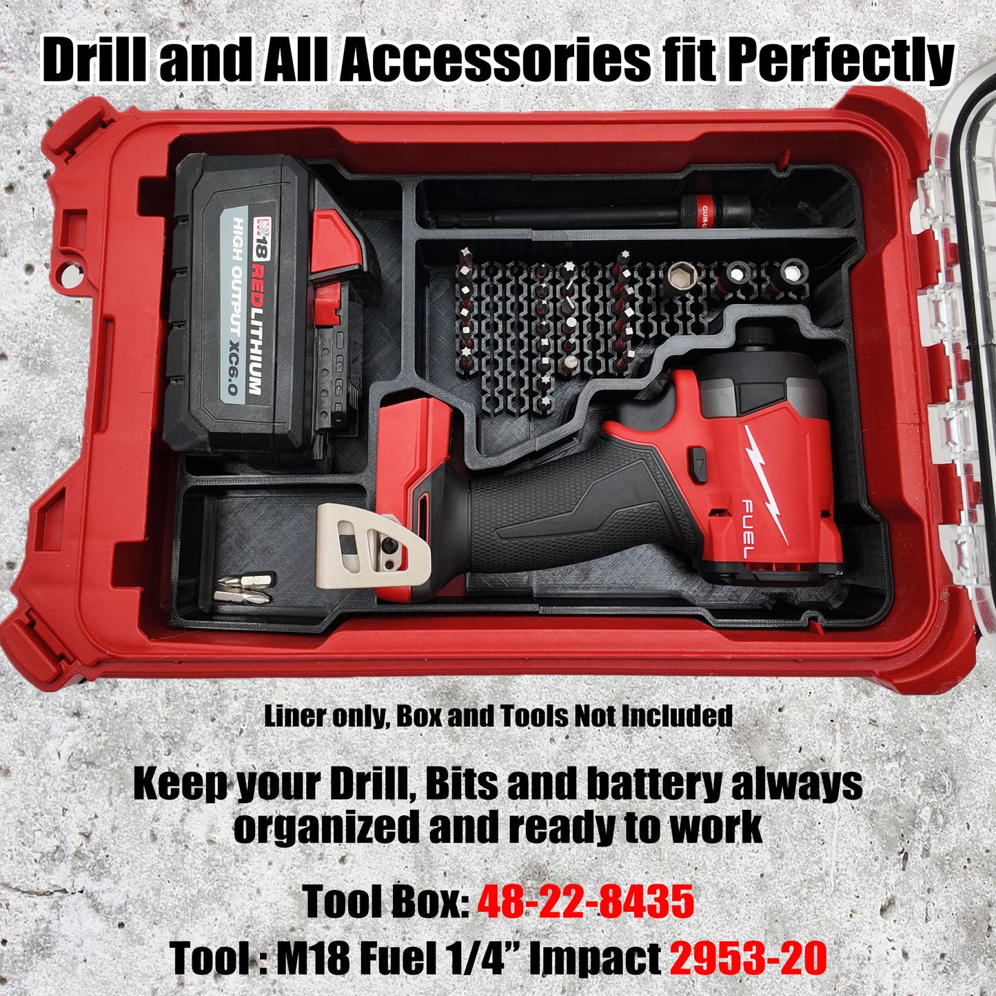 M18 Fuel 1/4" Hex Driver Packout Oragnaizer